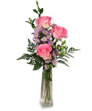 Three's A Charm Pink Rose Bud Vase
